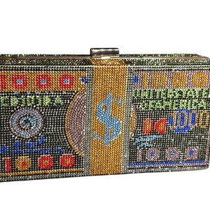 Crystal Embellished Clutch Money Bills Bling Flashy